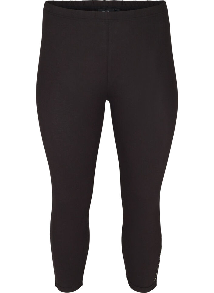 Legginsy o dlugosci 3/4 z guzikami, Czarne, Packshot image number 0