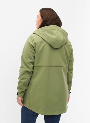 Krótka kurtka softshell z kieszeniami, Oil Green, Model image number 1