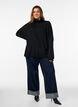 Sweter z kolnierzykiem i luznym krojem, Czarne, Model image number 1