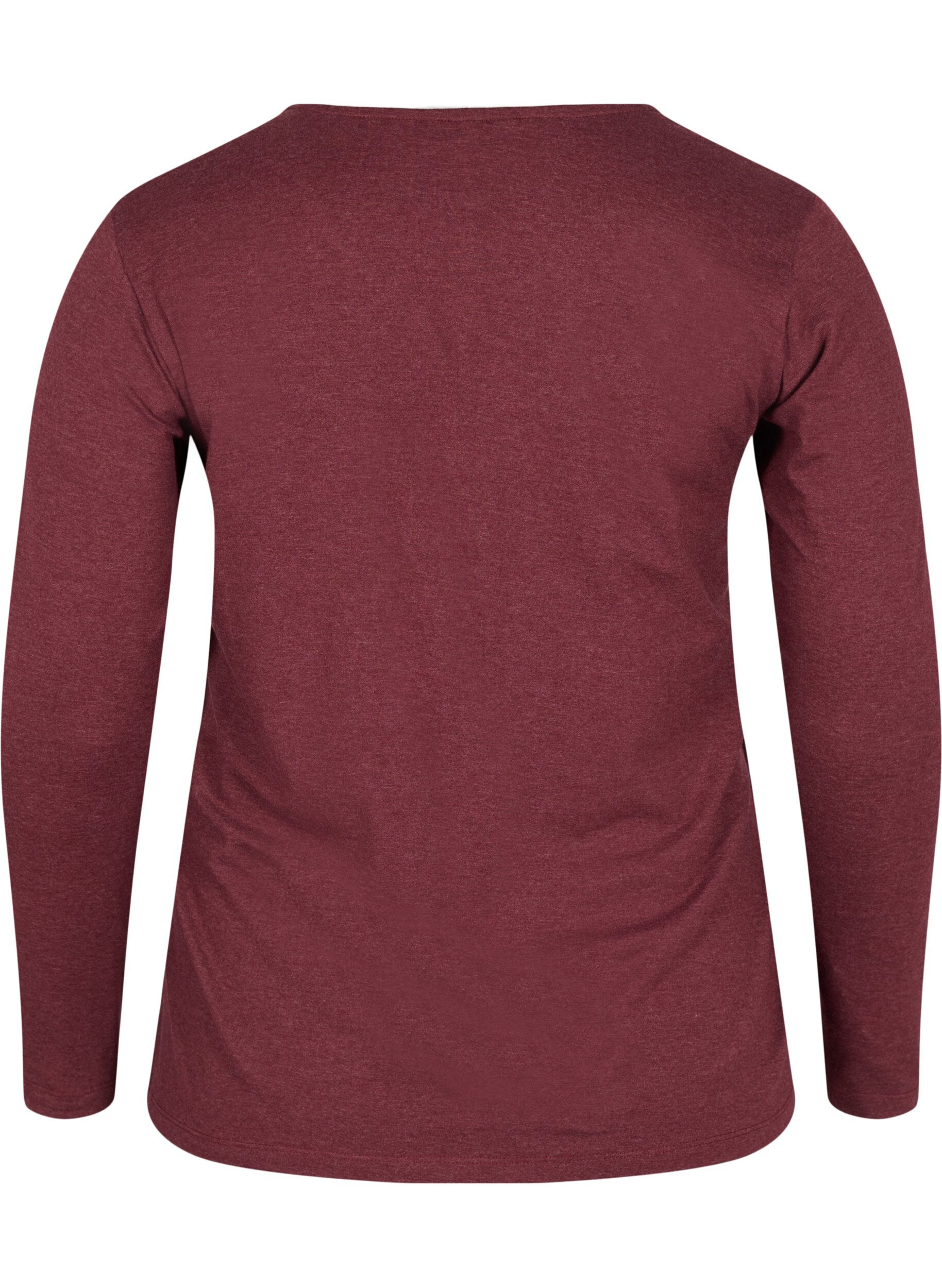 Zizzi Basic blouse with long sleeves, Cabernet Melange, Packshot image number 1