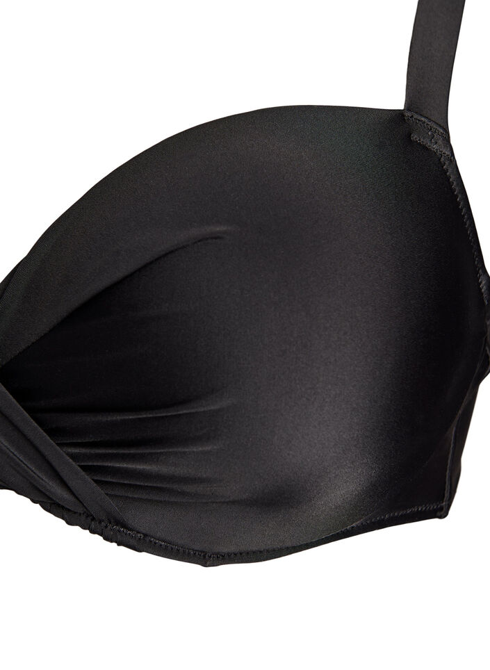 Góra od bikini z fiszbinami i drapowaniem, Czarne, Packshot image number 2