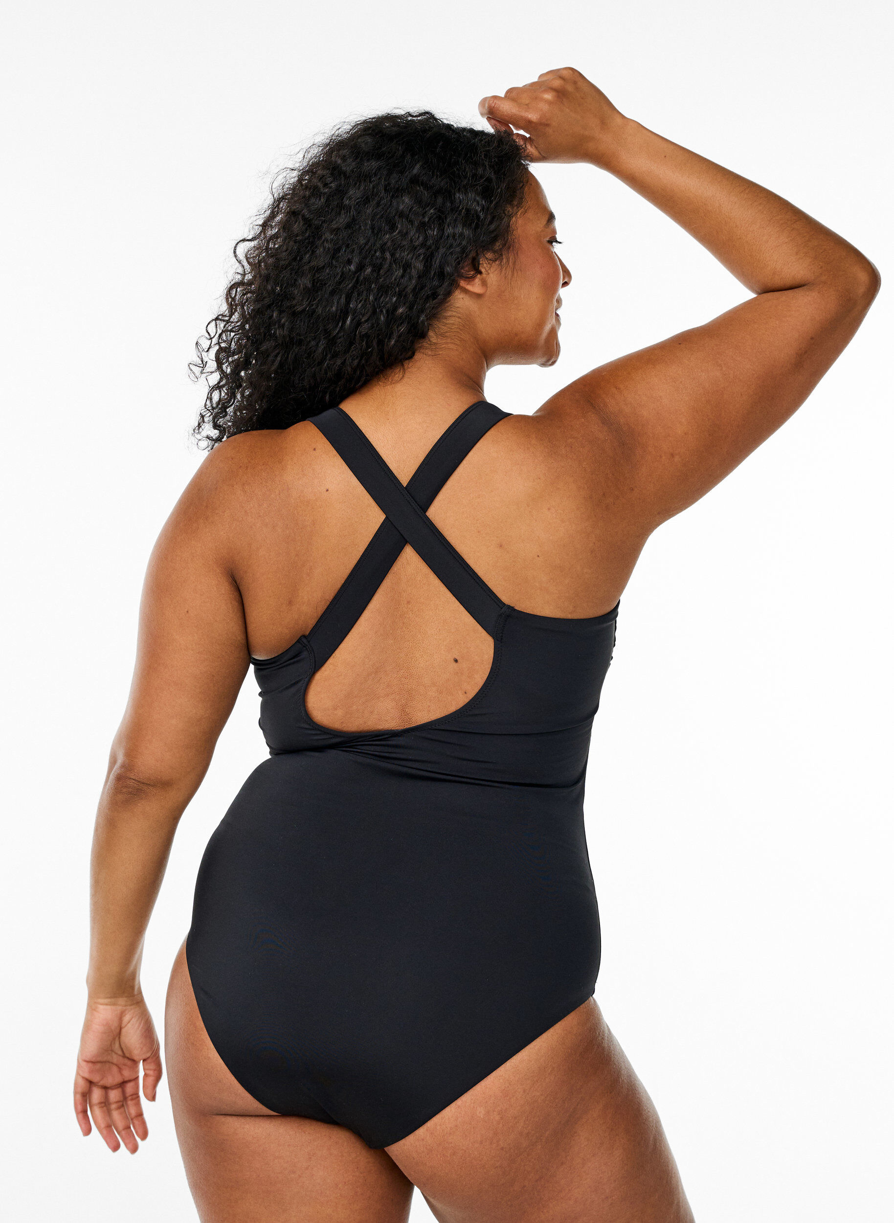 Zizzi Str&oacute;j kapielowy ze skrzyzowanymi ramiaczkami, Czarne, Model image number 1