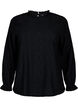 Bluzka w jednolitym kolorze z falbanami i wzorem, Black, Packshot image number 0