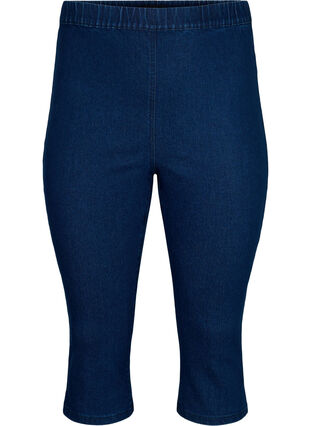 FLASH – jeansowe spodnie capri z wysokim stanem o waskim kroju, Blue denim, Packshot image number 0