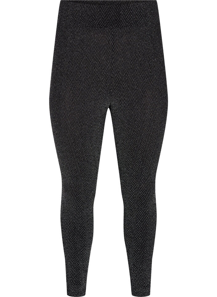 Legginsy z brokatowym wzorem, Silver ZigZagShimmer, Packshot image number 0