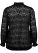 Koronkowa bluzka z dlugimi rekawami i marszczeniem, Black, Packshot image number 1