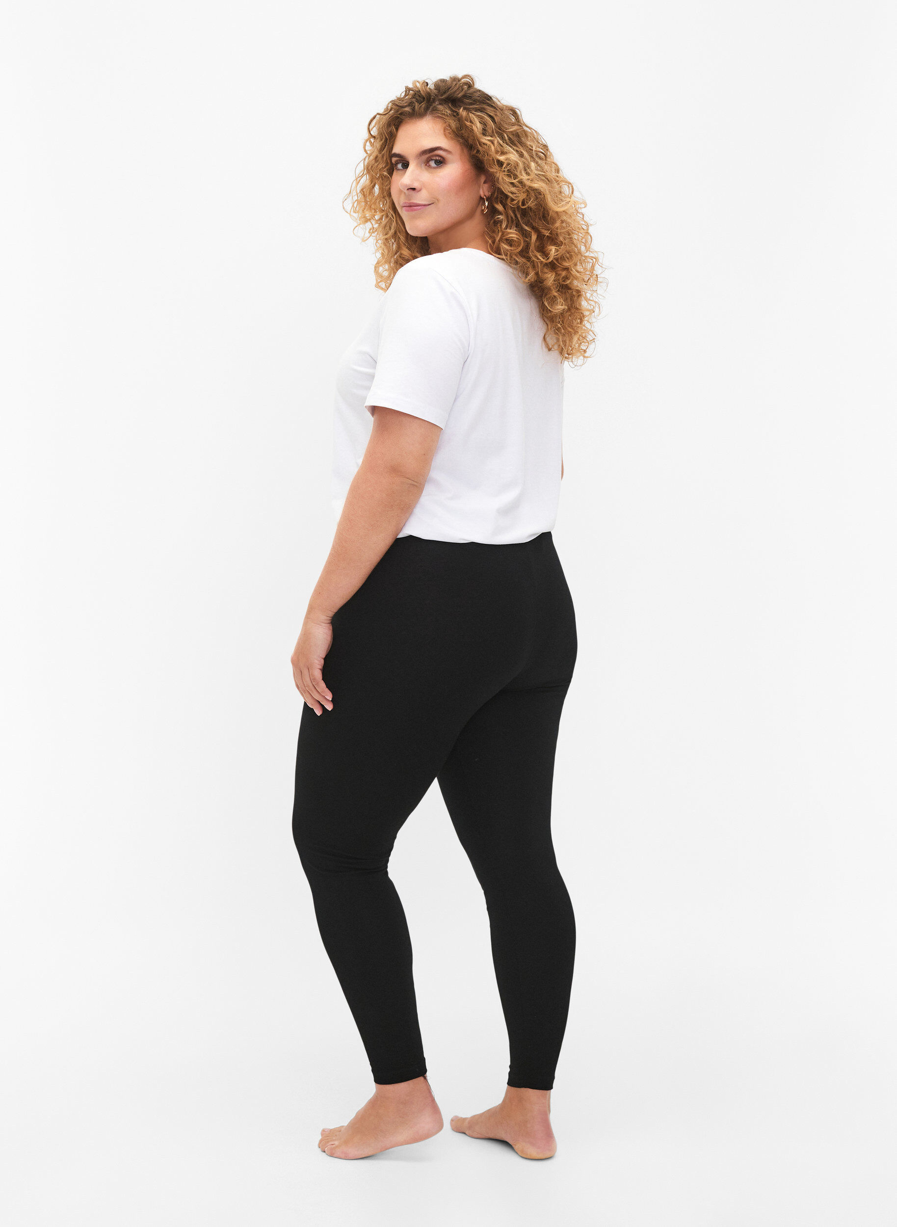 Zizzi2-pack bawelniane legginsy, Czarne, Model image number 2