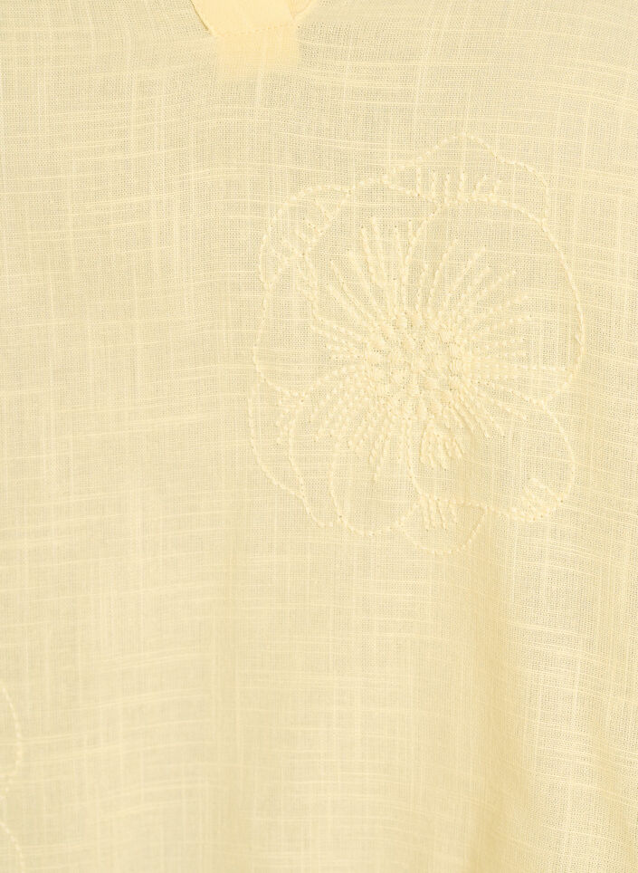 Bluzka bawelniana z haftami i rekawami 3/4, Ż&oacute;łty, Packshot image number 2