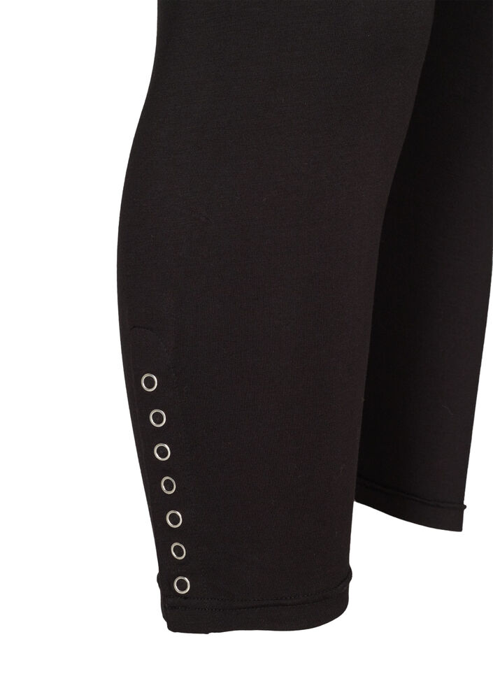 3/4-length legginsy z guzikami, Black, Packshot image number 3