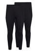 2-pack bawelniane legginsy, Czarne, Packshot image number 0