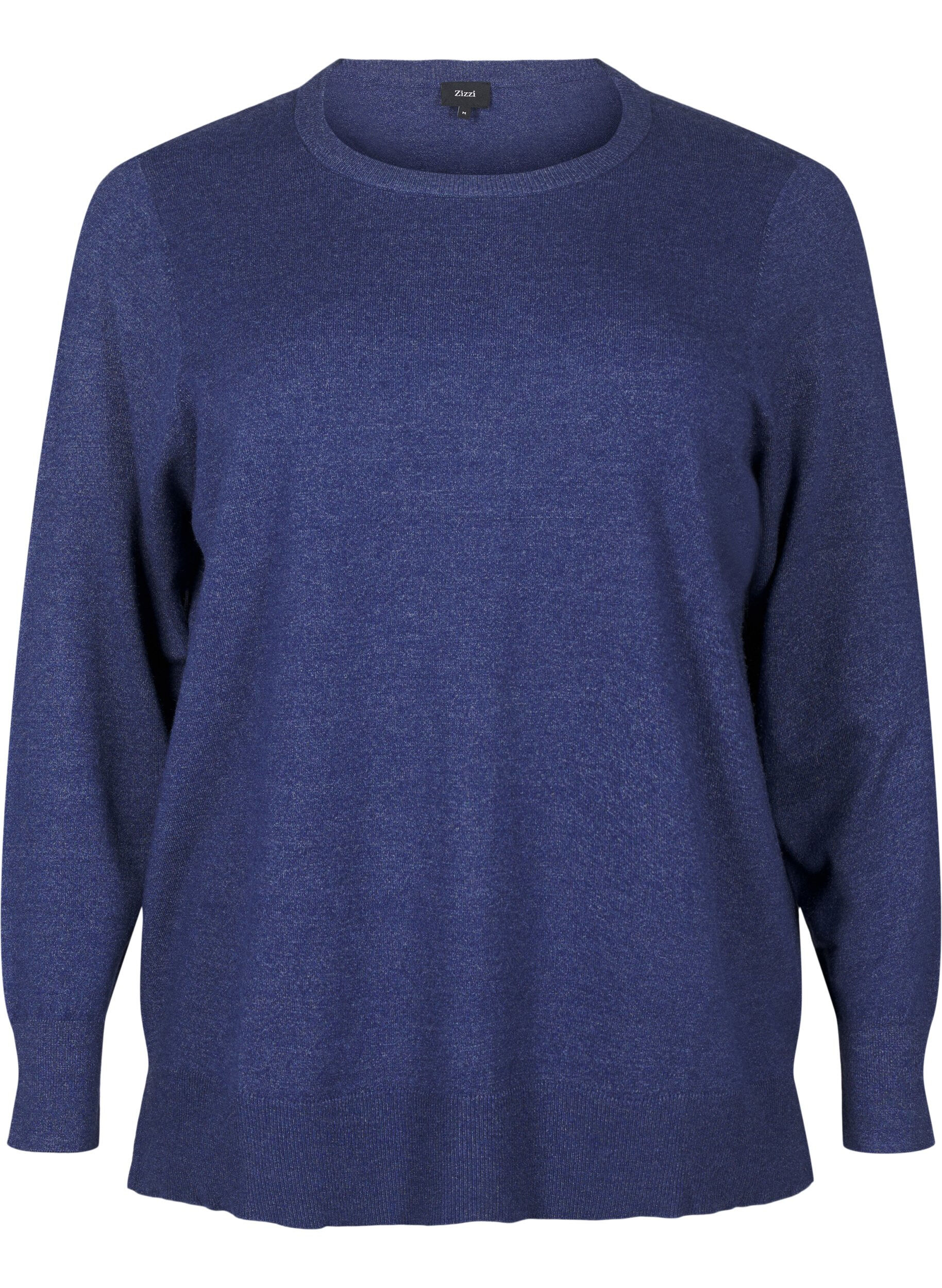 Zizzi Dzianinowa bluzka z dlugim rekawem i rozcieciem, Niebieskie, Packshot image number 0