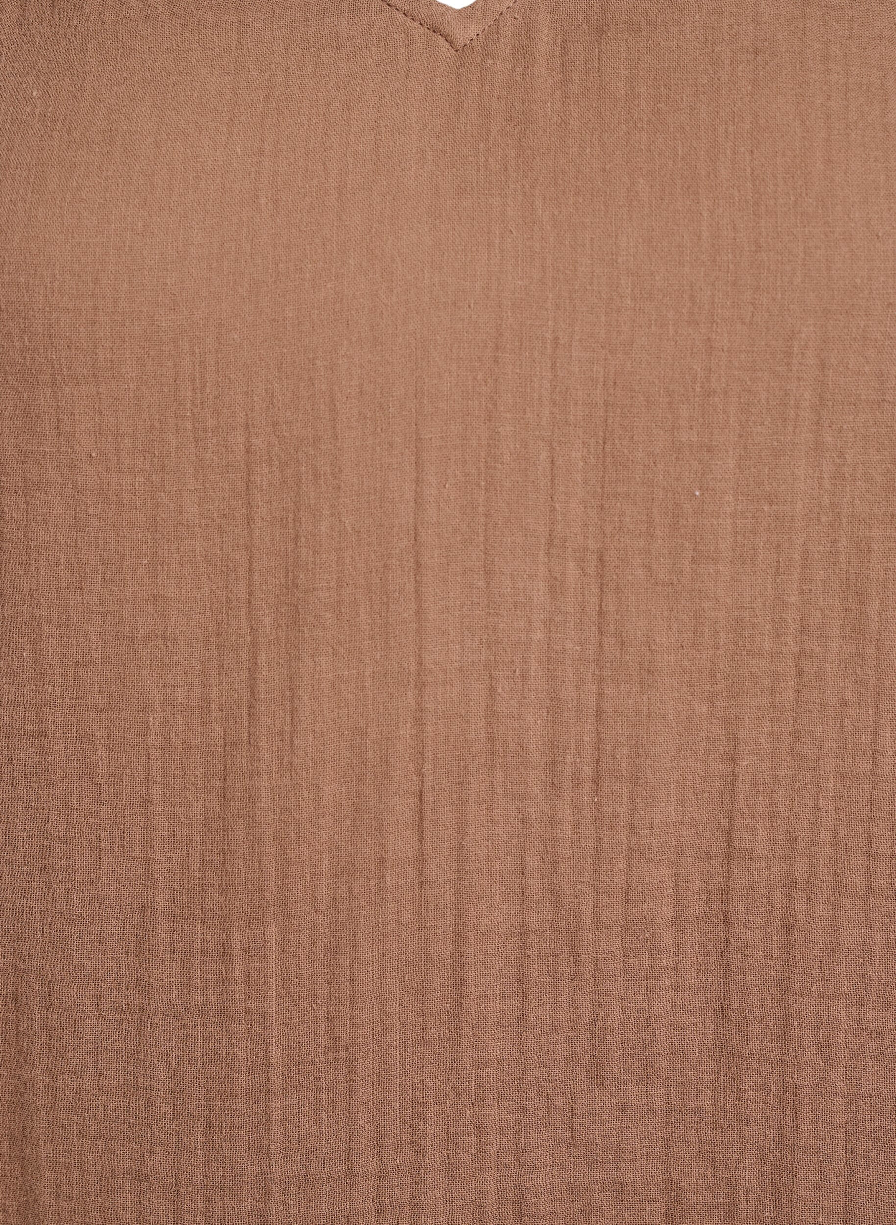 ZizziTop bez rekaw&oacute;w z bawelnianego muslinu z falbankami, Brązowy, Packshot image number 2