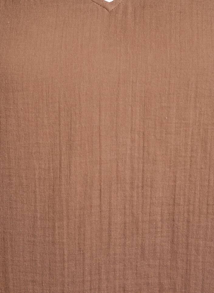 Top bez rekaw&oacute;w z bawelnianego muslinu z falbankami, Brązowy, Packshot image number 2