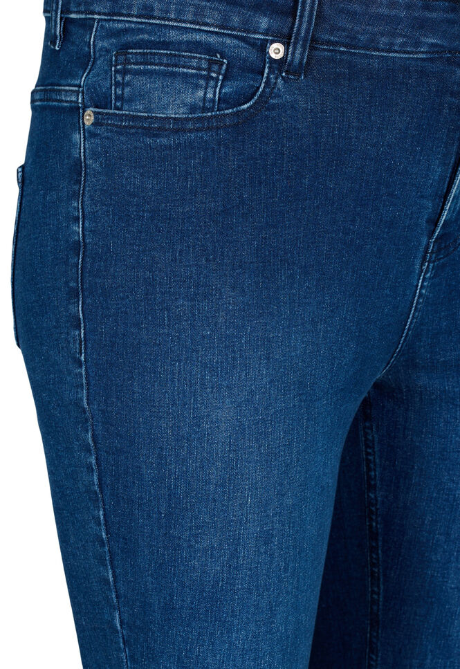 Jeansy Ellen typu bootcut z niewykonczonym brzegiem, Blue denim, Packshot image number 2