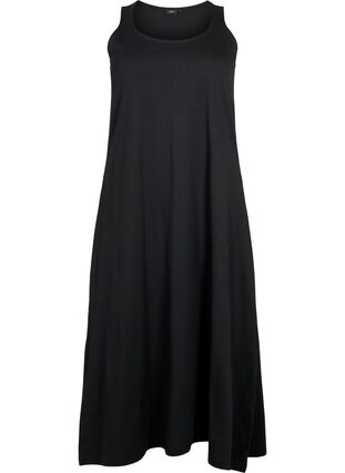 Trapezowa sukienka z bawelny bez rekawów, Black, Packshot image number 0