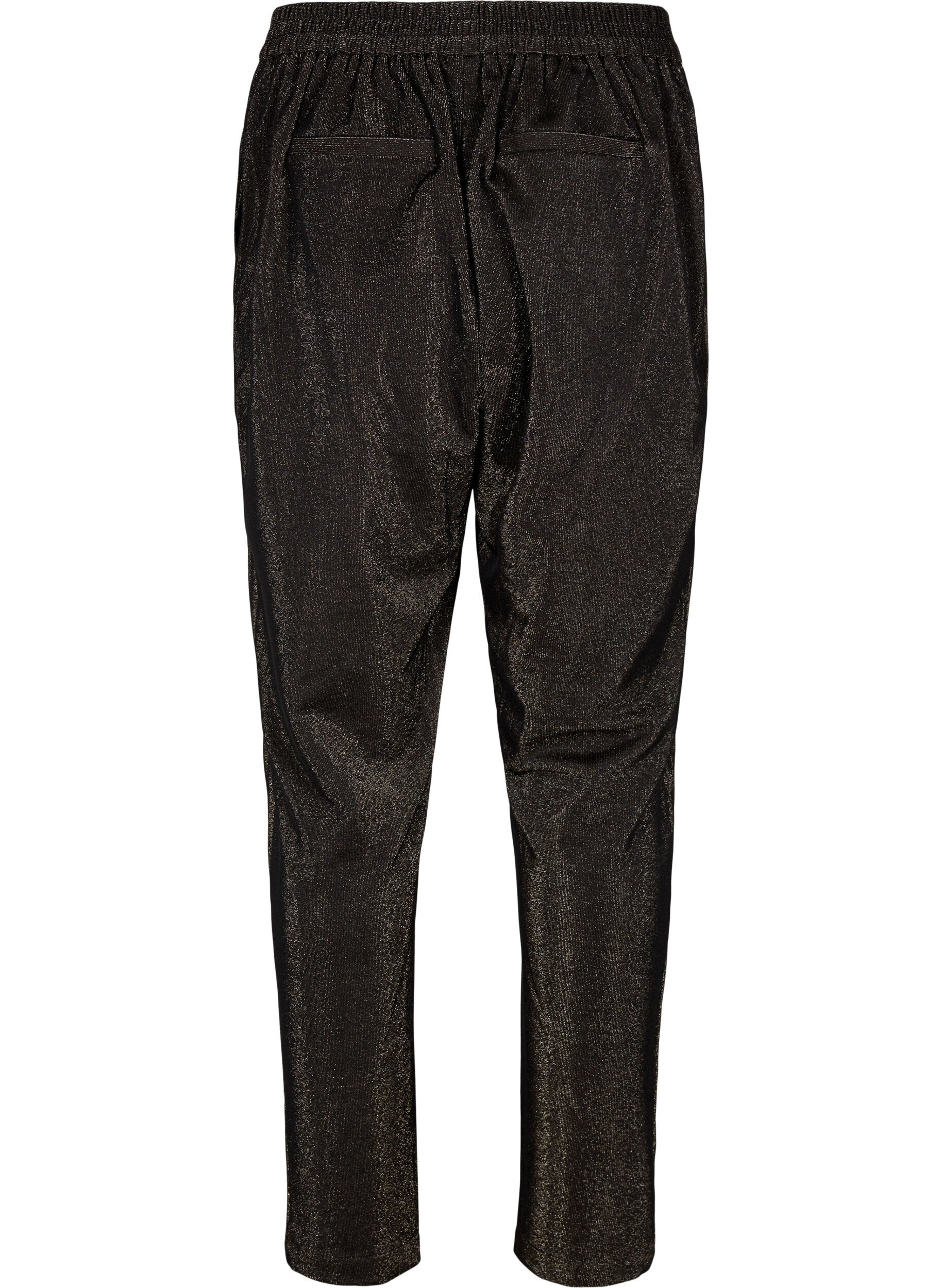 Zizzi Maddison pants with glitter, Black w. Lurex, Packshot image number 1