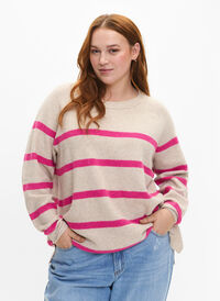 Sweter o splocie prazkowanym w paski, P.Stone/Rasp.R.Mel., Model