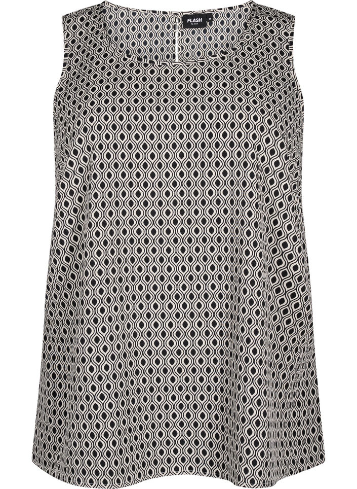 FLASH – top bez rekawów z nadrukiem, Czarne, Packshot image number 0