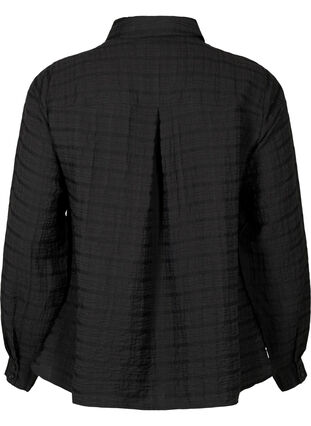 Koszula ze struktura i falbanami, Black, Packshot image number 1