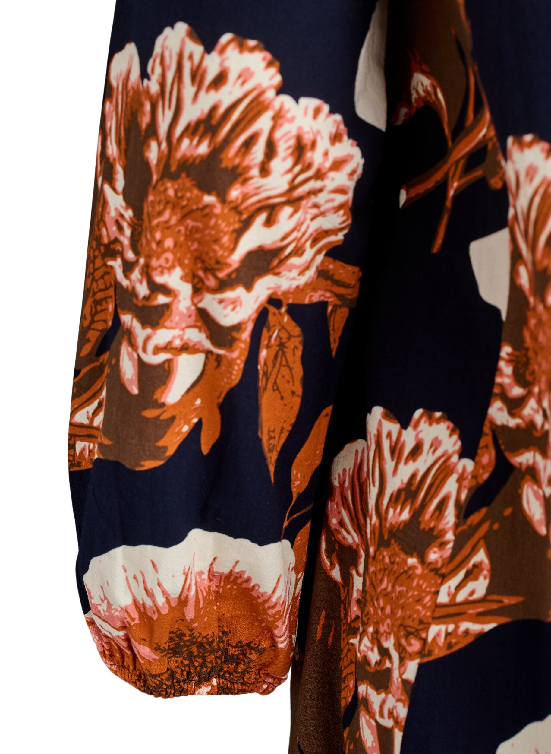 Zizzi Kr&oacute;tka bawelniana sukienka z elastycznym brzegiem i dlugimi rekawami, Czarne, Packshot image number 3