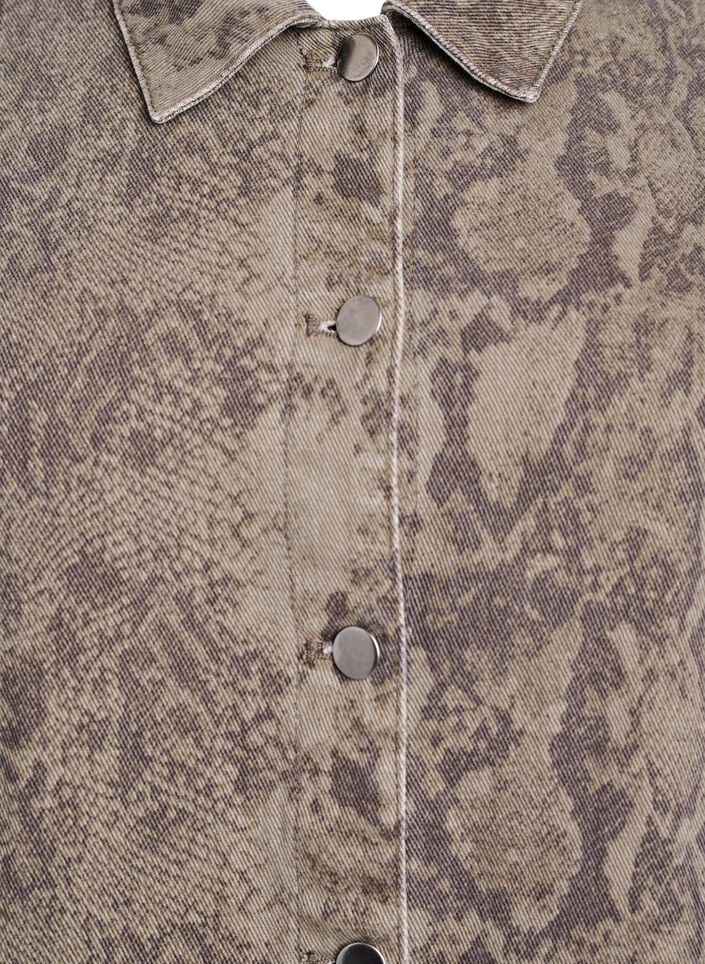 Krótka dzinsowa sukienki z wezowym wzorem, Brązowy, Packshot image number 2