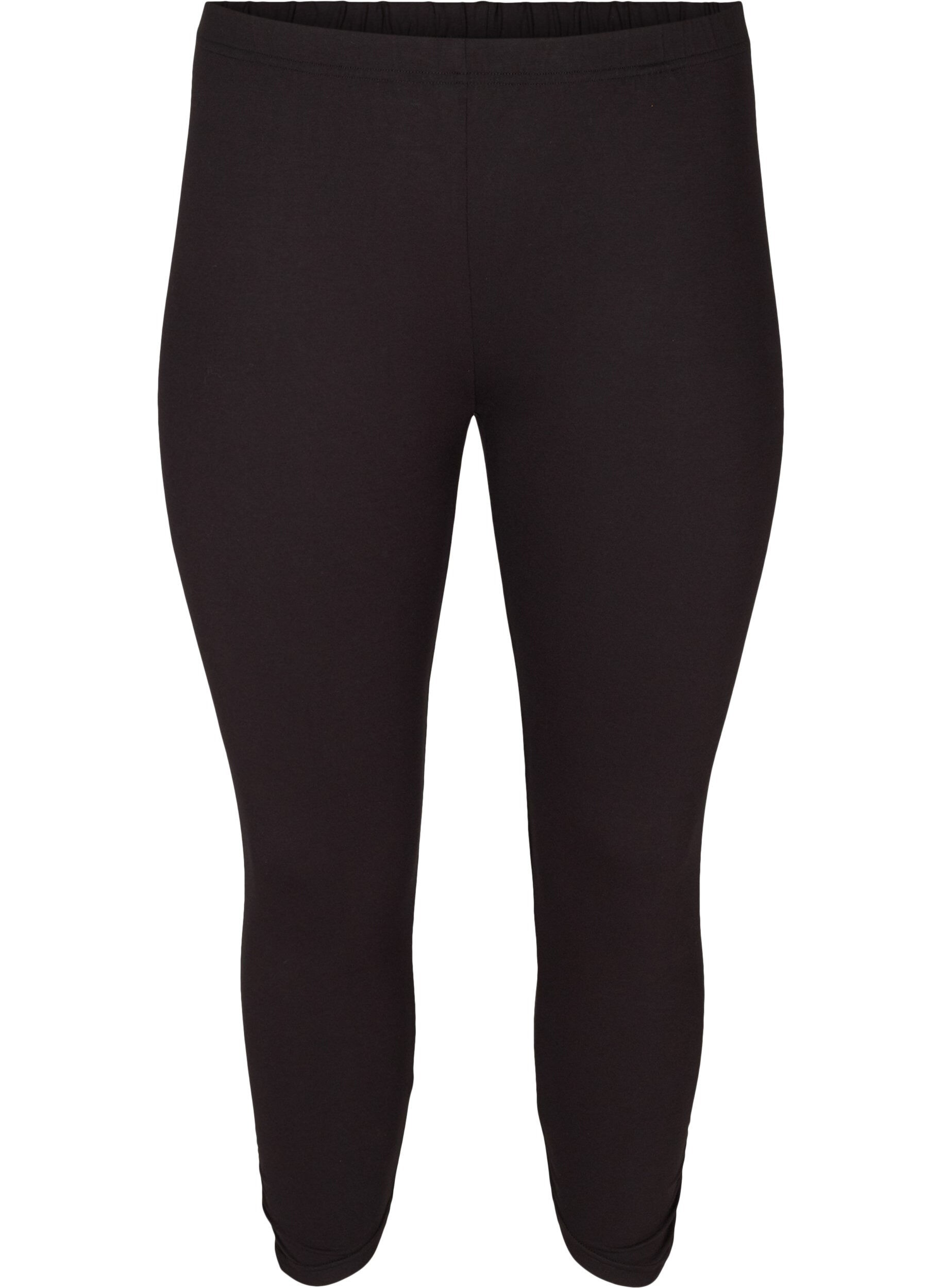 Zizzi Podstawowe legginsy 3/4 z marszczeniem, Black, Packshot image number 0