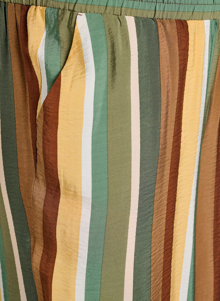 Luzne wiskozowe spodnie w paski, Brązowy, Packshot image number 2