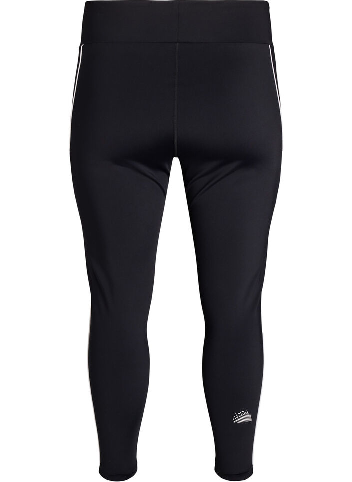 Legginsy 7/8 z sportowymi lam&oacute;wkami, Czarne, Packshot image number 1
