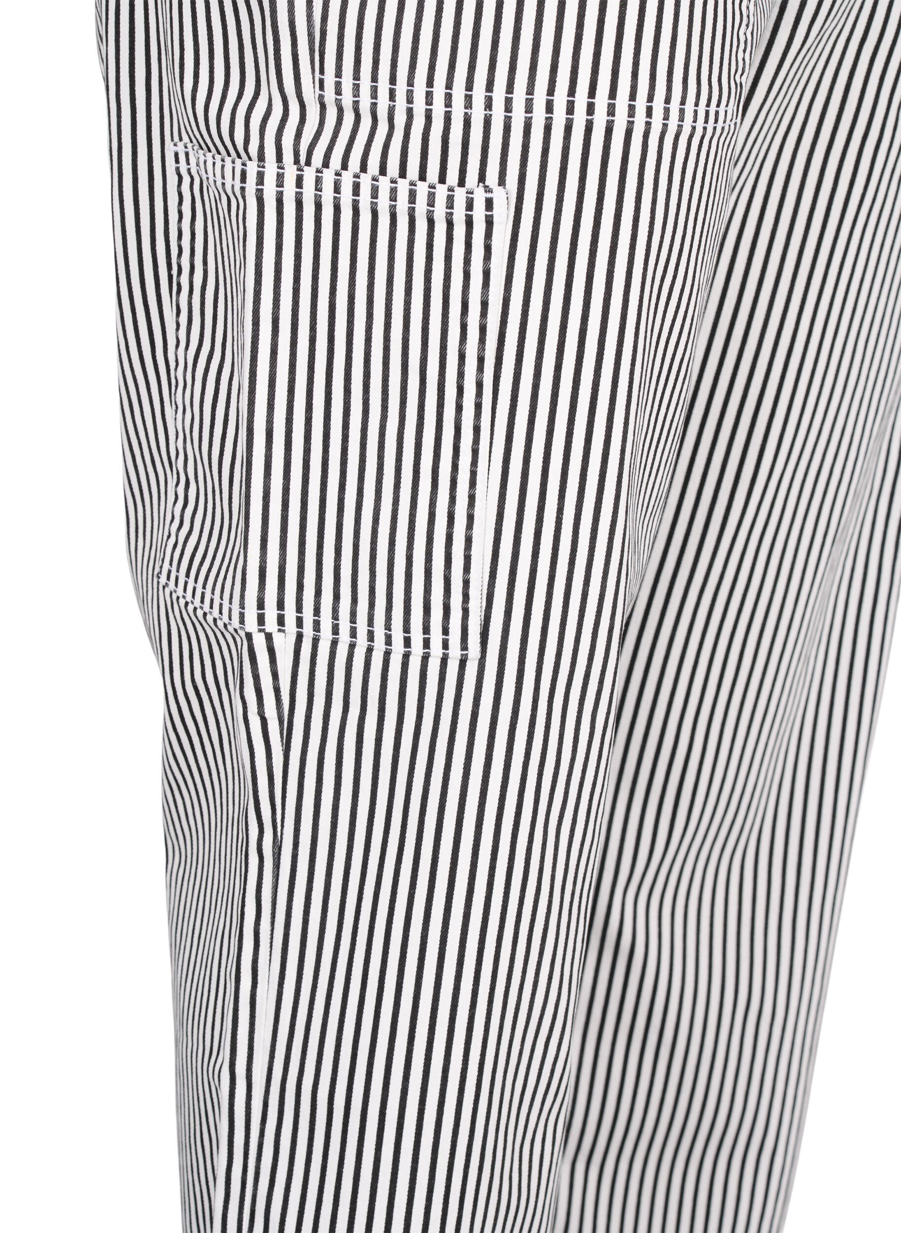 Zizzi  Jeansowe boj&oacute;wki w paski o prostym kroju, Black White Stripe, Packshot image number 3