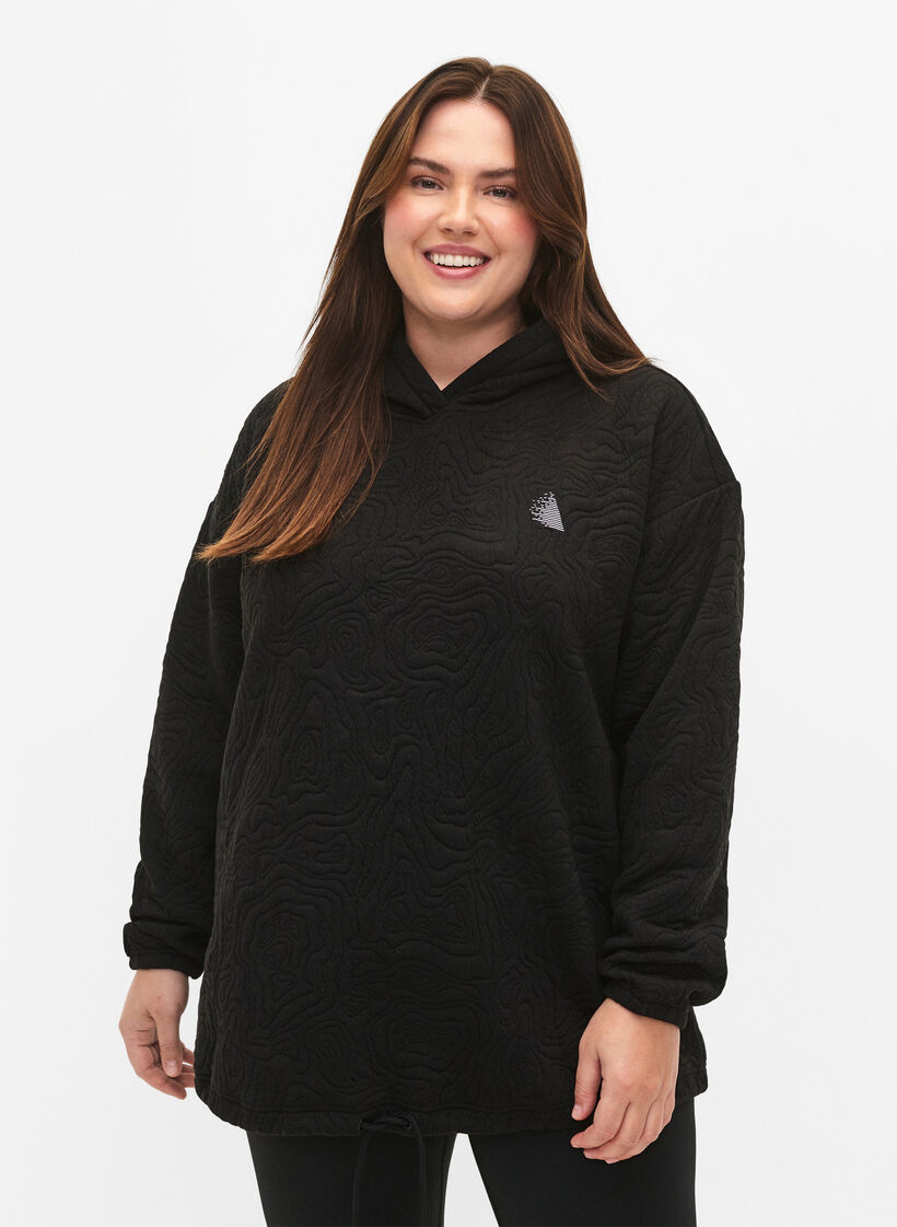 Sportowa bluza z kapturem, Black, Model image number 0