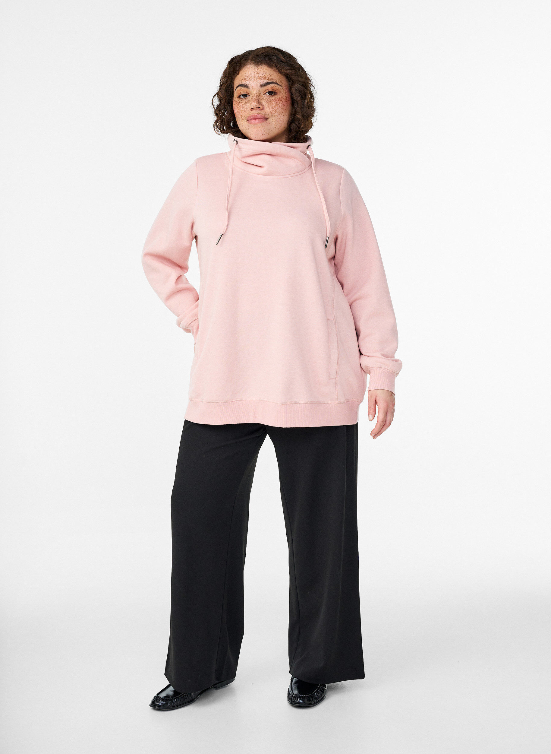 ZizziBluza z wysokim kolnierzem i kieszeniami, R&oacute;żowy, Model image number 1