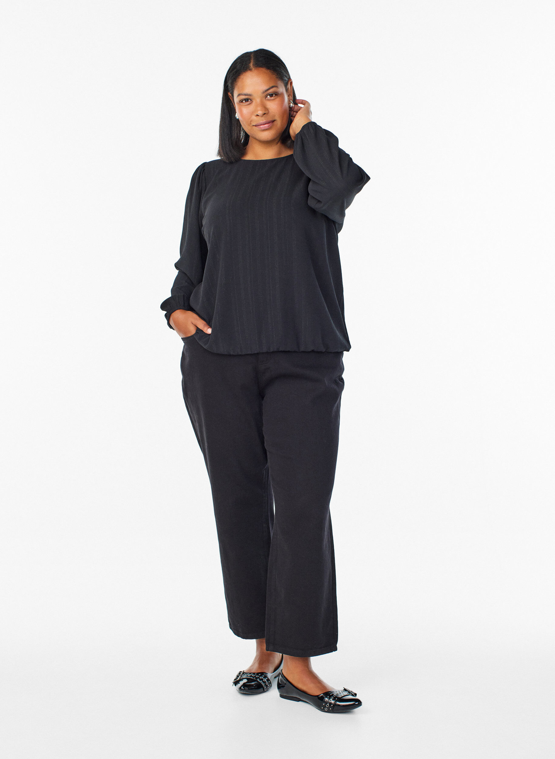 Zizzi Bluzka ze srebrnym brokatem, Czarne, Model image number 1