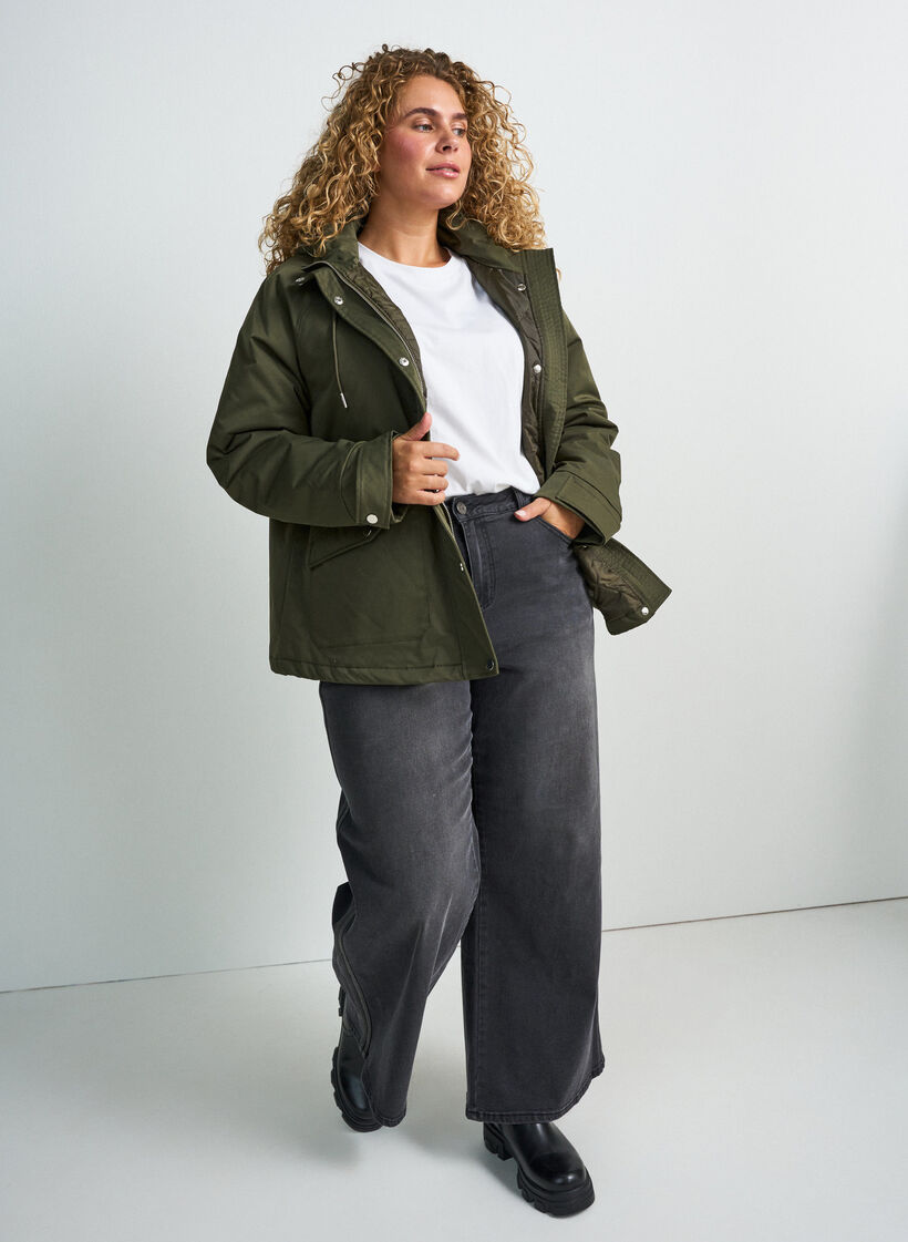 Parka z podszewka i odpinana kapturka, Zielony, Model image number 1