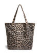 Denimowa torba shopper w panterke, Brązowy, Packshot image number 1
