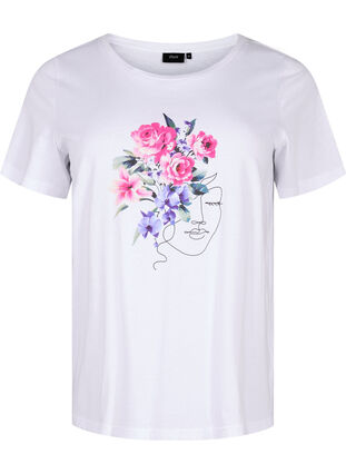 Bawelniana koszulka w kwiaty z portretem, B. White Face Flower, Packshot image number 0