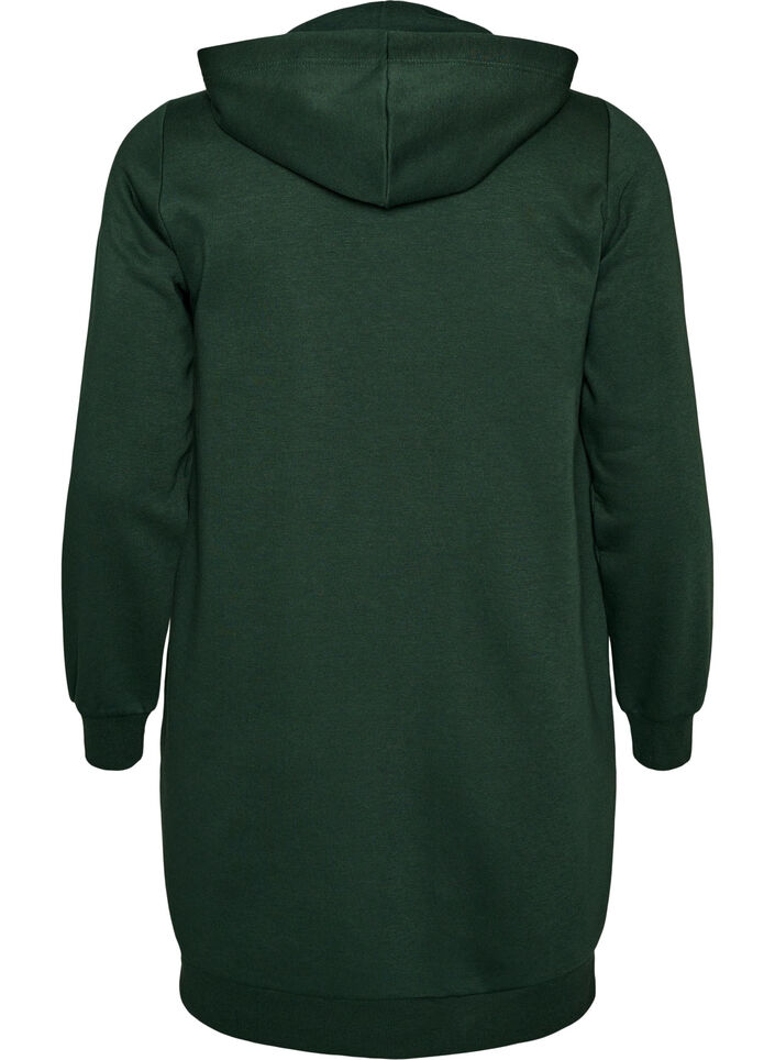 Dluga bluza z kapturem, zamkiem blyskawicznym i kieszeniami, Zielony, Packshot image number 1