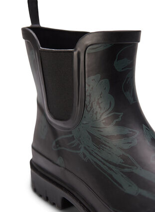 Krótkie, szerokie gumowe buty z nadrukiem, B. Teal Flower AOP, Packshot image number 3