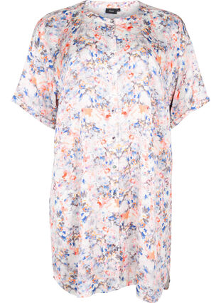 Wzorzysta sukienka koszulowa z zapieciem na guziki, B.White graphic AOP, Packshot image number 0