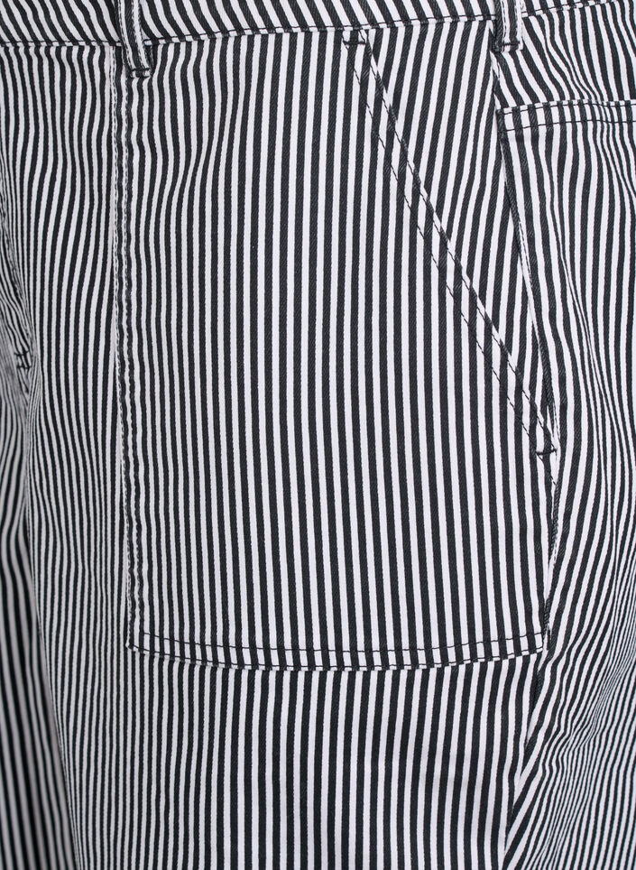 Bermudy z wysokim stanem w paski, Czarne, Packshot image number 2