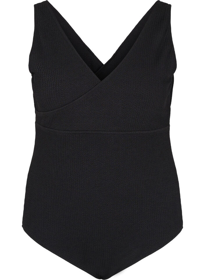 Strój kapielowy w stylu kopertowym, Black, Packshot image number 0