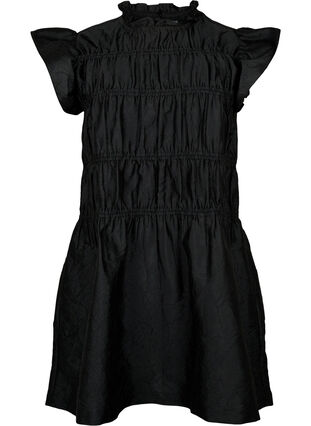 Sukienka z falbanami i elastycznymi odcieciami, Black, Packshot image number 0