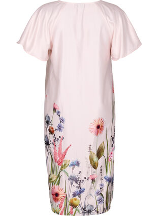 Sukienka midi z nadrukiem w kwiaty i krótkimi rekawami, White Sand, Packshot image number 1