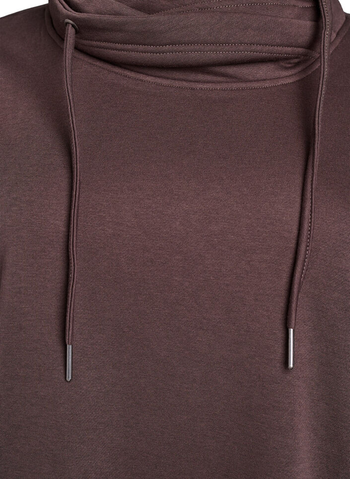 Bluza z wysokim kolnierzem i kieszeniami, Brązowy, Packshot image number 2