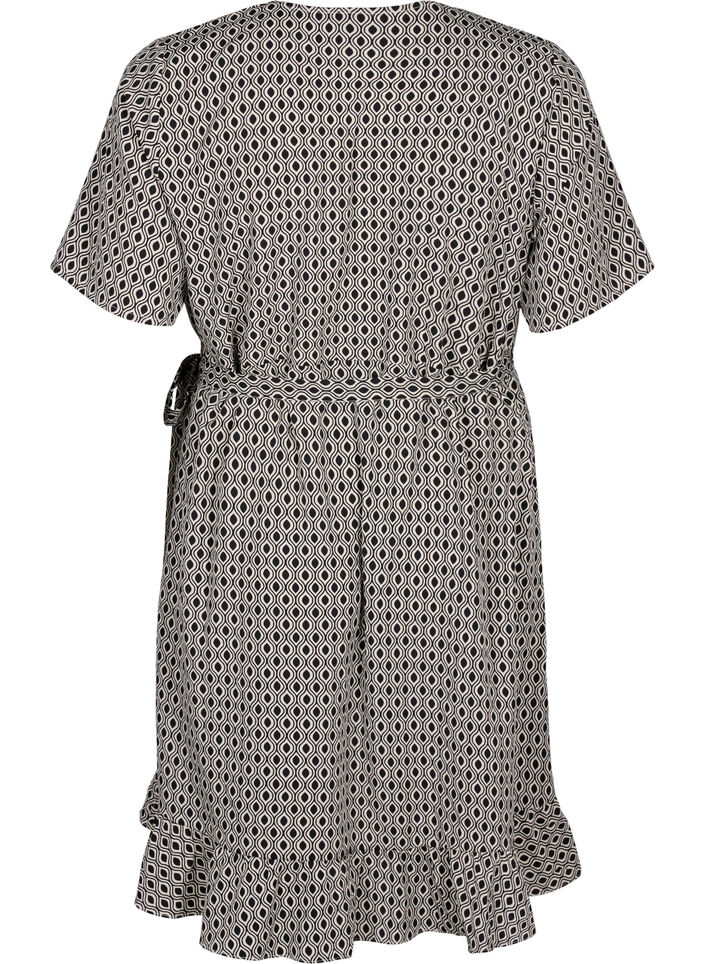 Flash - Kopertowa sukienka z krótkim rekawem, Black White Graphic, Packshot image number 1