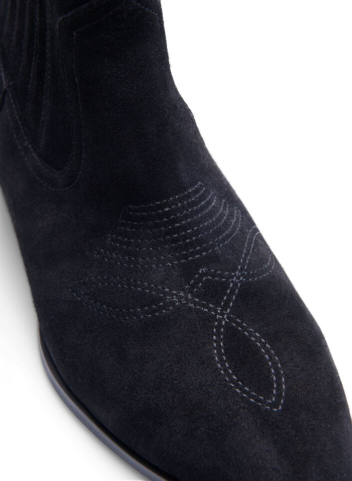 Szerokie - Zamszowe buty za kostke, Black, Packshot image number 2