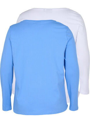Podstawowa bawelniana bluzka (2-pack), Ultramarine/White, Packshot image number 1