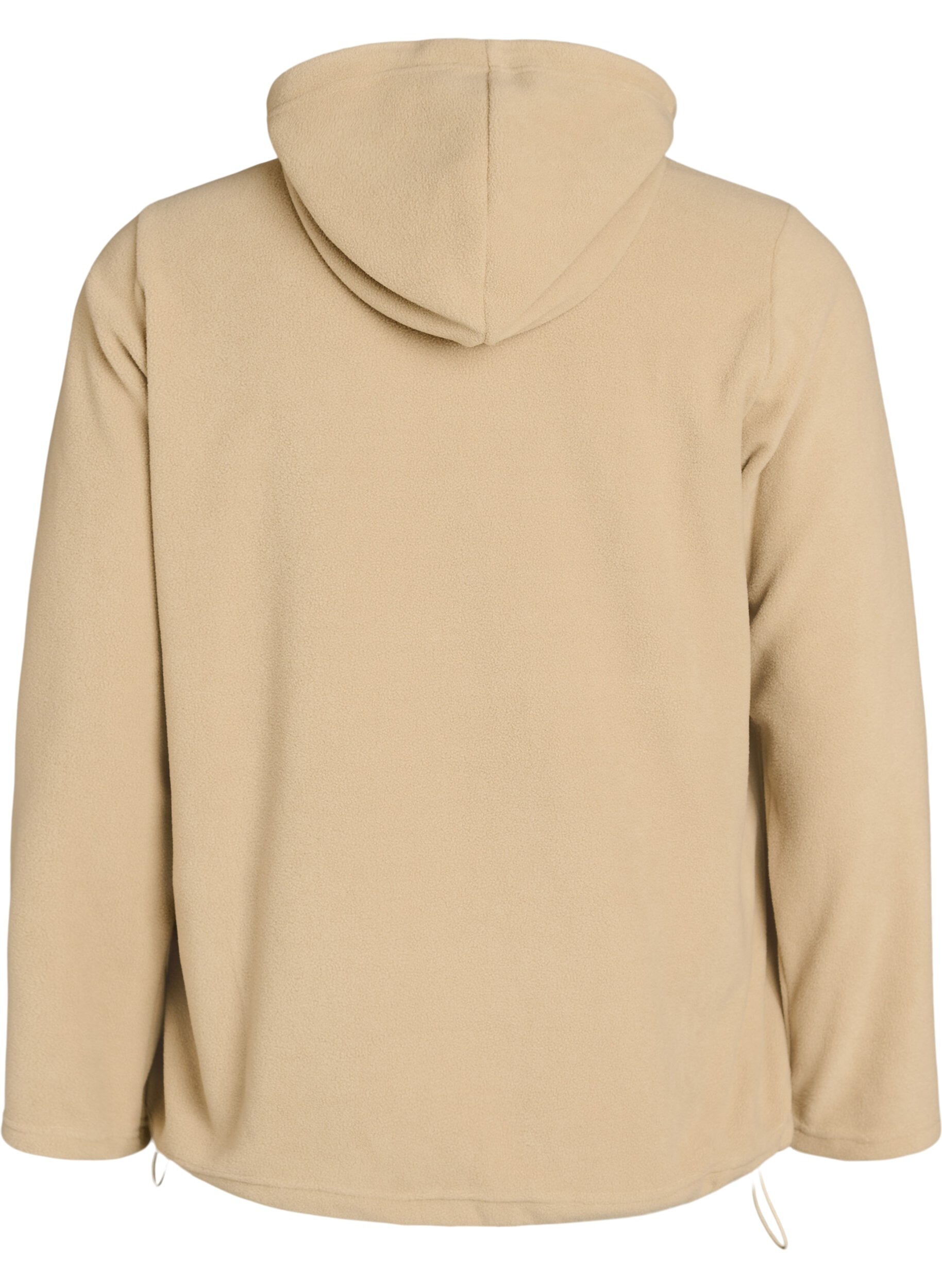 ZizziBluza z kapturem z polaru z wysokim kolnierzem i haftowanym tekstem, Beżowy, Packshot image number 1