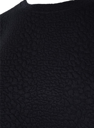 Jednokolorowa bluzka z faktura, Black, Packshot image number 2