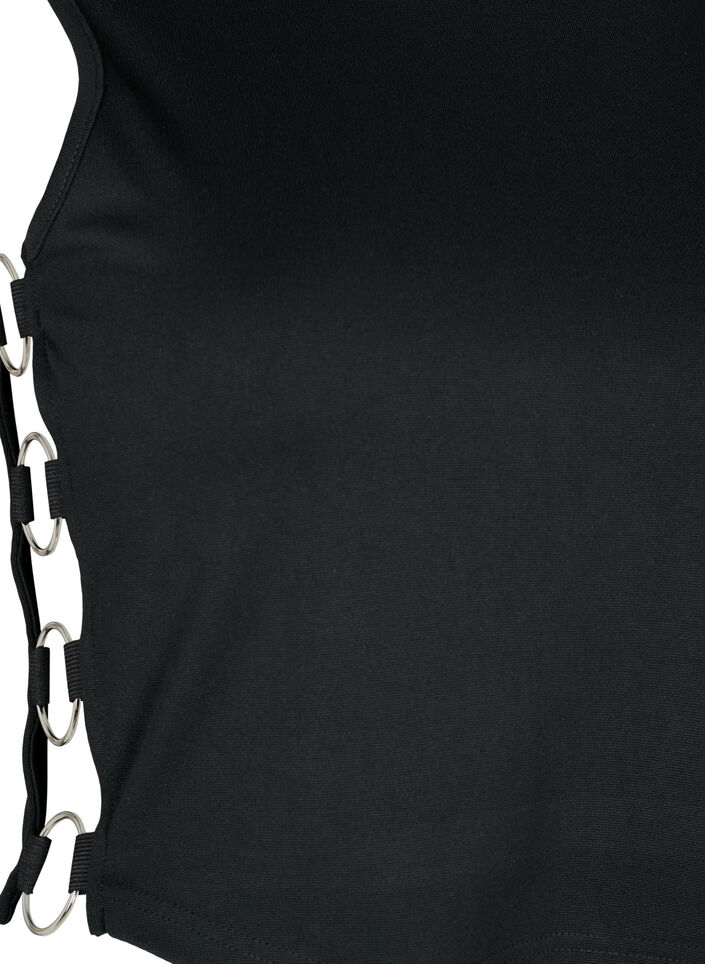 Krótki top z odkrytymi bokami, Black, Packshot image number 3
