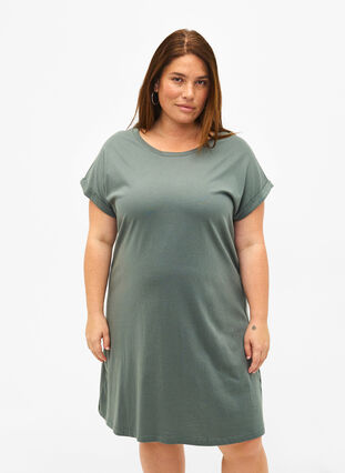 2-pack bawelniana sukienka z krótkimi rekawami, Balsam Green/Black, Model image number 0